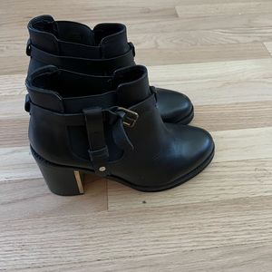 Topshop leather booties with gold detail